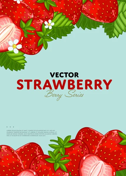 Banner Baya Orgánica Con Jugosa Ilustración Vectores Fresa Cartel Fruta — Vector de stock