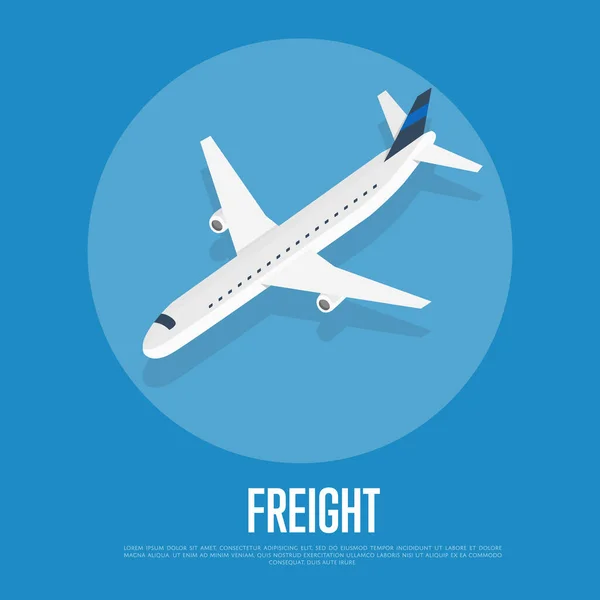 Illustrazione Vettoriale Isometrica Del Trasporto Consegna Aereo Cargo Jet Con — Vettoriale Stock