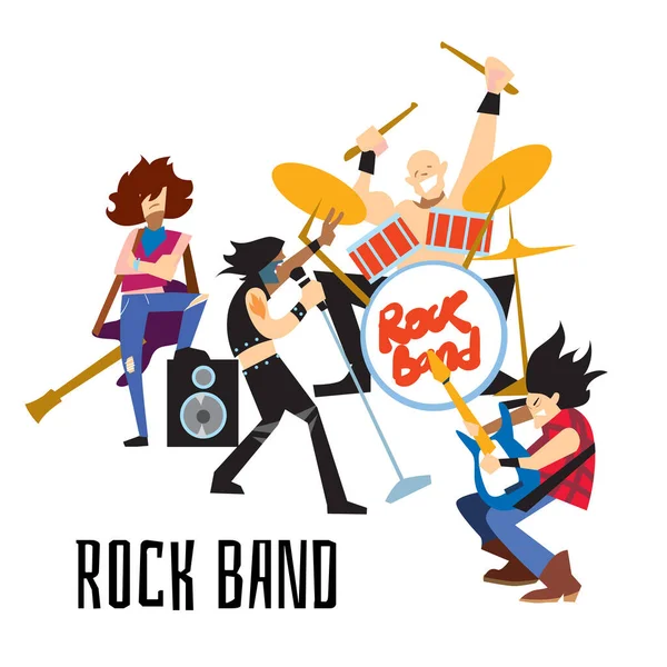 Banda Rock Grupo Música Con Músicos Concepto Ilustración Vectorial Personas — Archivo Imágenes Vectoriales