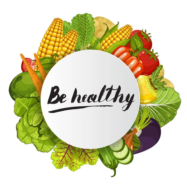 成为健康圆周概念矢量的例证 新鲜天然蔬菜 素食营养 有机耕作 生态产品 健康食品 卷心菜 — 图库矢量图片