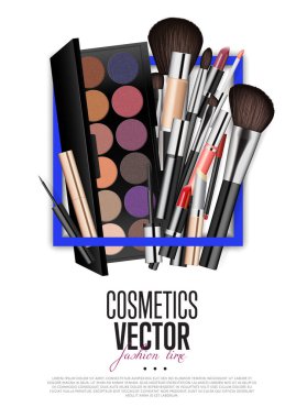 Profesyonel Moda Makyajı Gerçekçiliği Vektör Bayrağı