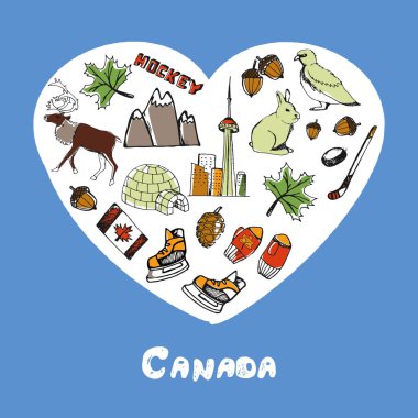 Kanada Sembolleri Kalem Çizimi Vektör Koleksiyonu