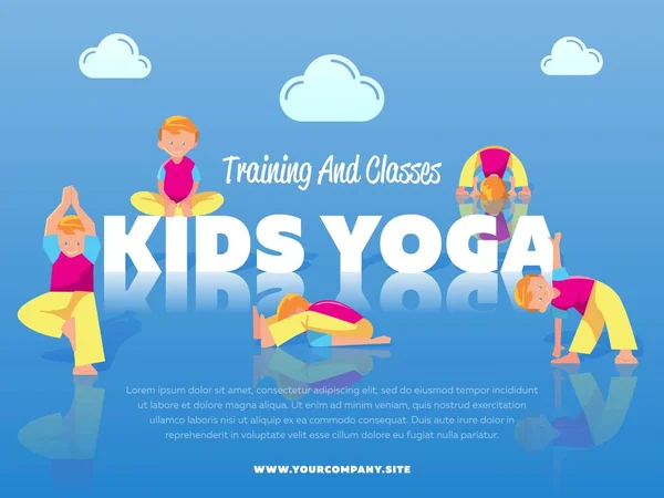 Entrenamiento y clases banner de yoga para niños — Archivo Imágenes Vectoriales