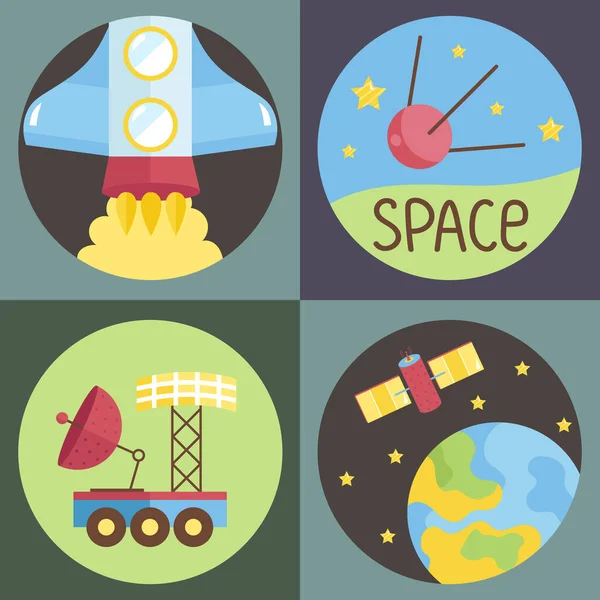 Space Cartoon Vector Icons Collection — Stock Vector