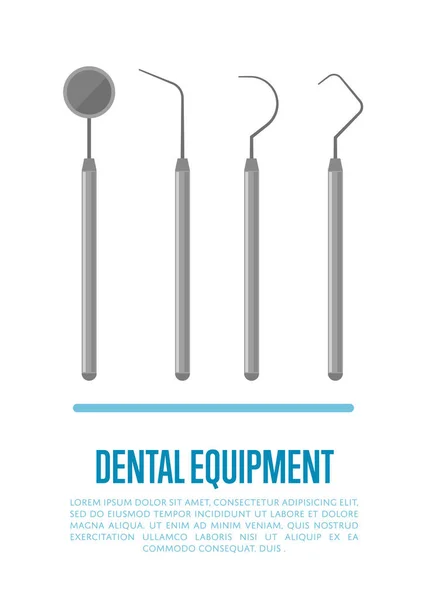 Ferramentas de equipamentos médicos para os dentes cuidados dentários — Vetor de Stock