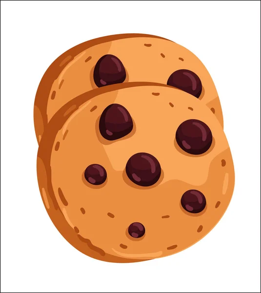 Çikolata parçalı kurabiye karikatürü çizimi — Stok Vektör