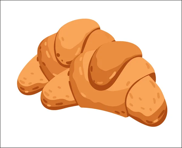 Croissant fresco ilustración de dibujos animados aislados — Vector de stock