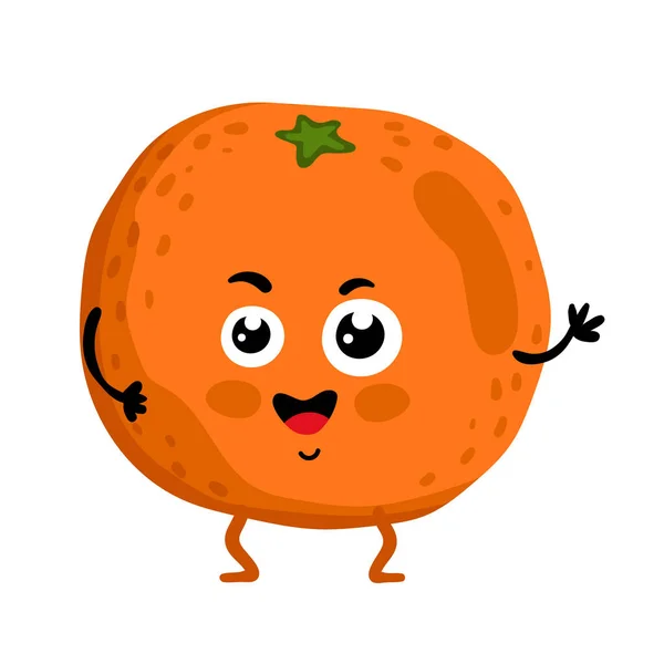 Grappig fruit oranje geïsoleerde stripfiguur — Stockvector