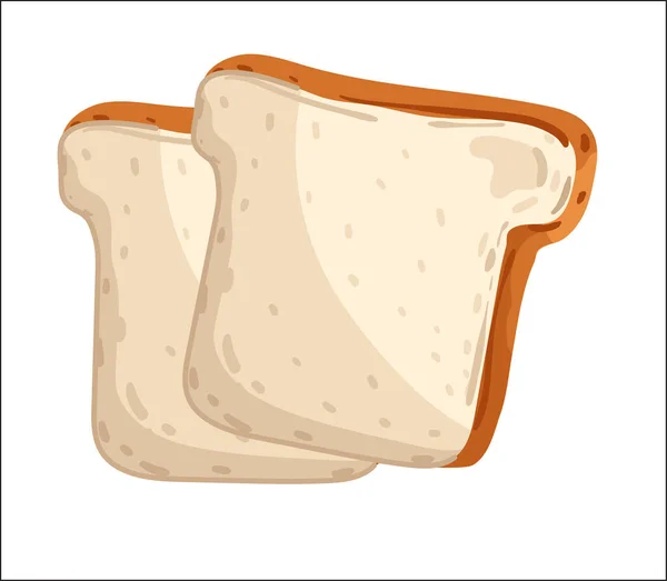 Verse toast brood geïsoleerde cartoon illustratie — Stockvector