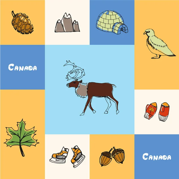 Canada Squared Vector Concept met Doodles — Stockvector