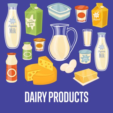 Doğal gıda ikonlarıyla mandıra pankartı