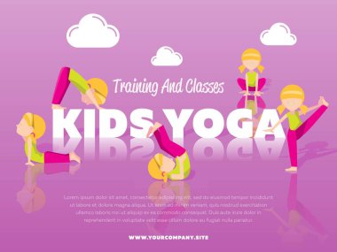Eğitim ve sınıf çocukları için yoga afişi