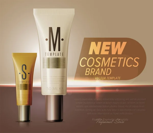 Conjunto de productos cosméticos realistas para el cuidado facial o corporal — Vector de stock