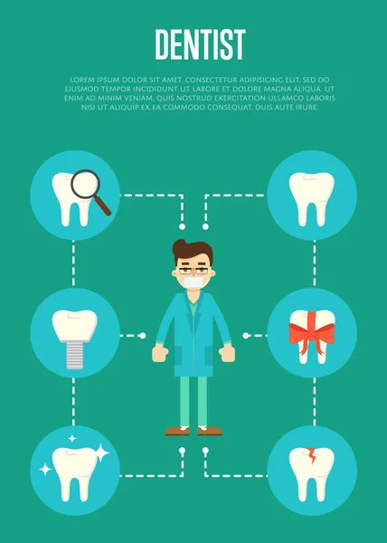 Zahnarzt in blauer Arztuniform — Stockvektor