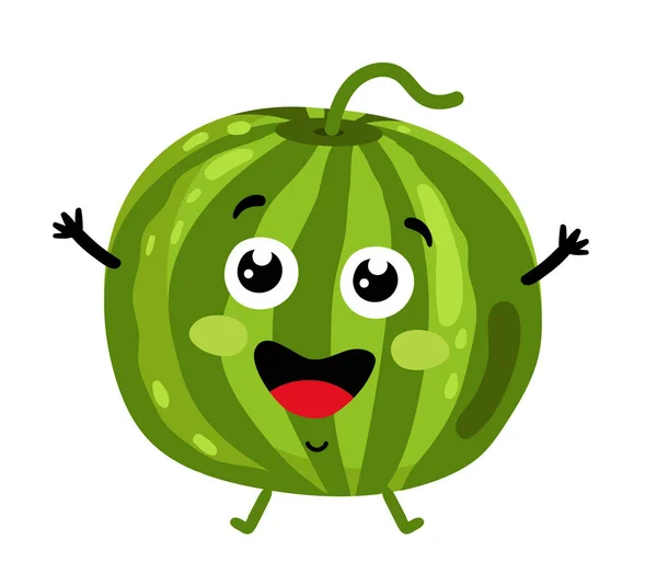 Lustige Frucht Wassermelone isoliert Cartoon-Figur — Stockvektor