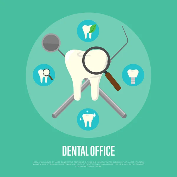 Dentalinstrumente quer auf grünem Hintergrund — Stockvektor