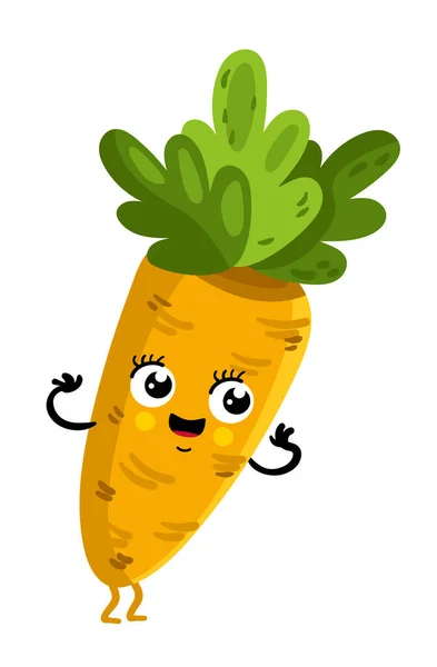 Zabawna postać z kreskówki marchewki warzywnej — Wektor stockowy