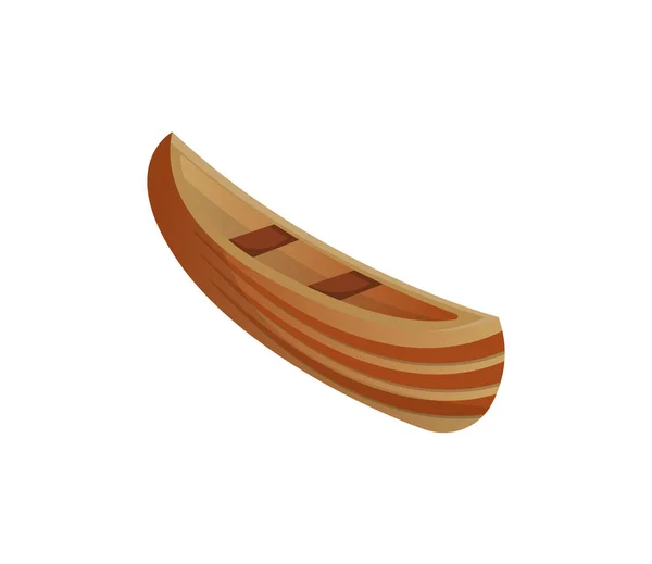 Wooden canoe isolated vector icon — Stock Vector