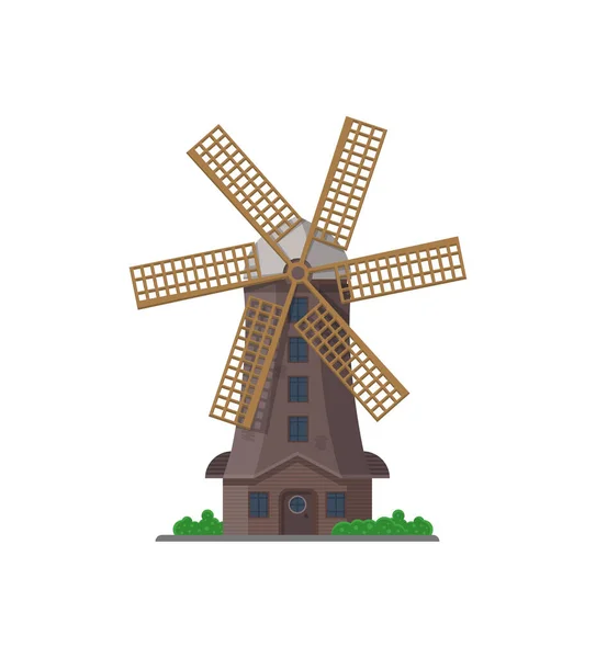 Antiguo edificio de molino de viento icono aislado — Vector de stock