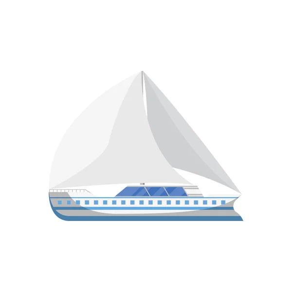 Ocean yacht side view isolated icon — Stock Vector