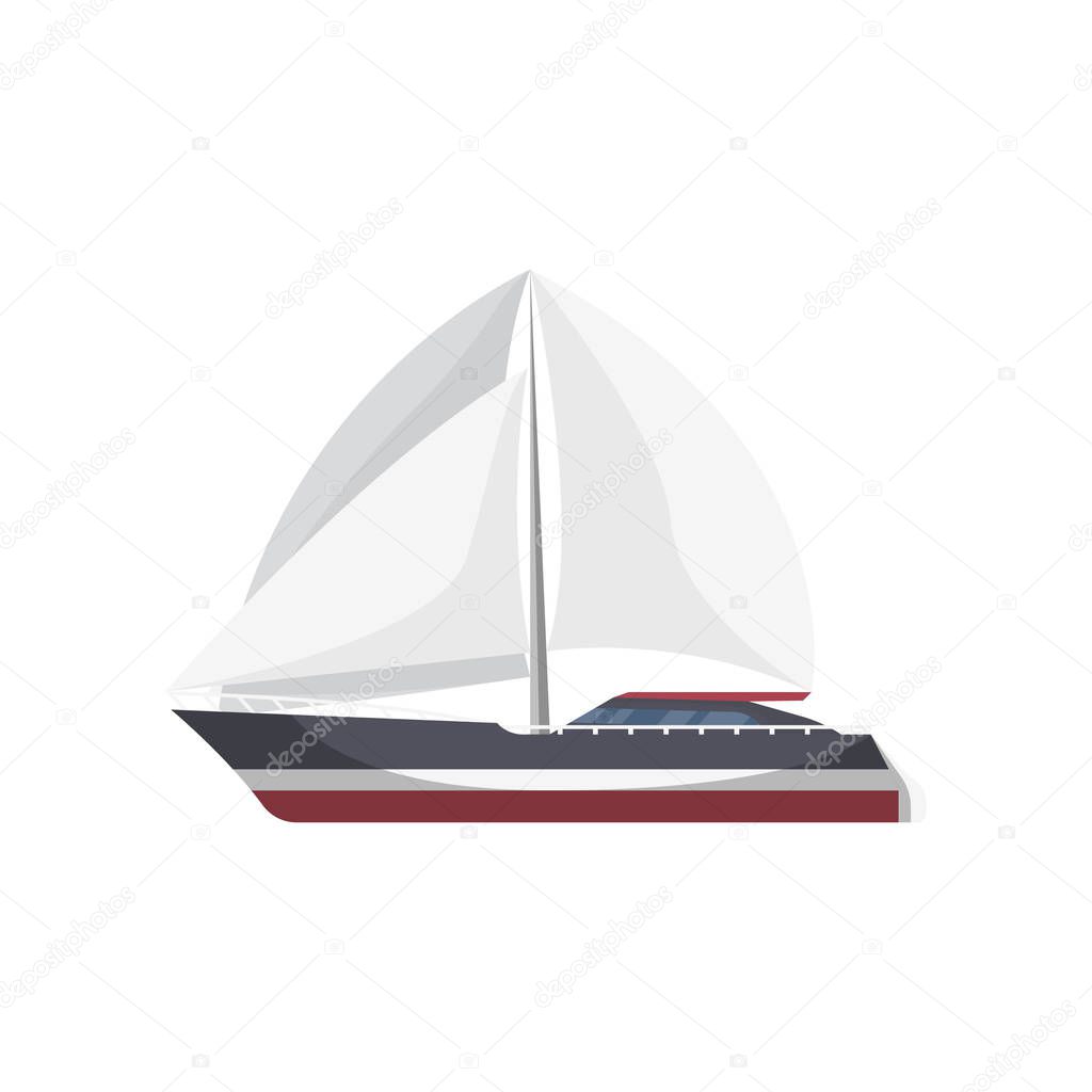 Luxury sailboat side view isolated icon