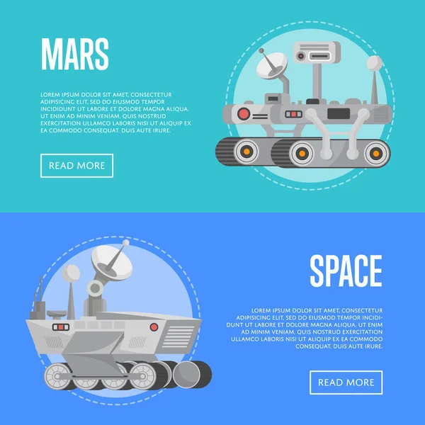 Mars Exploratie flyers met research rovers — Stockvector