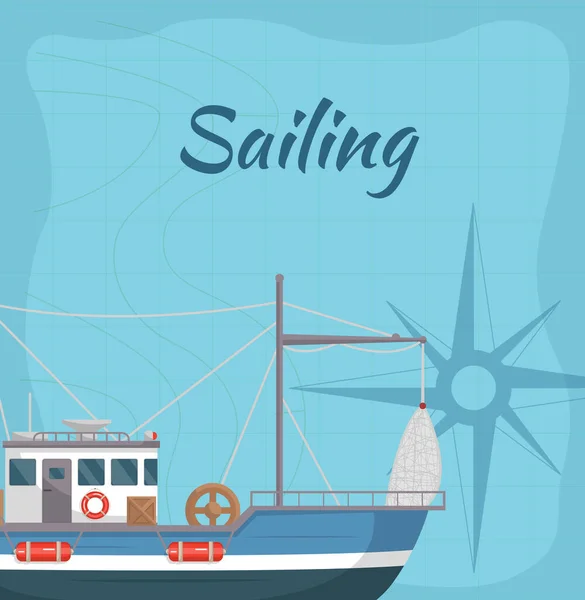 海船と商業セーリングポスター — ストックベクタ