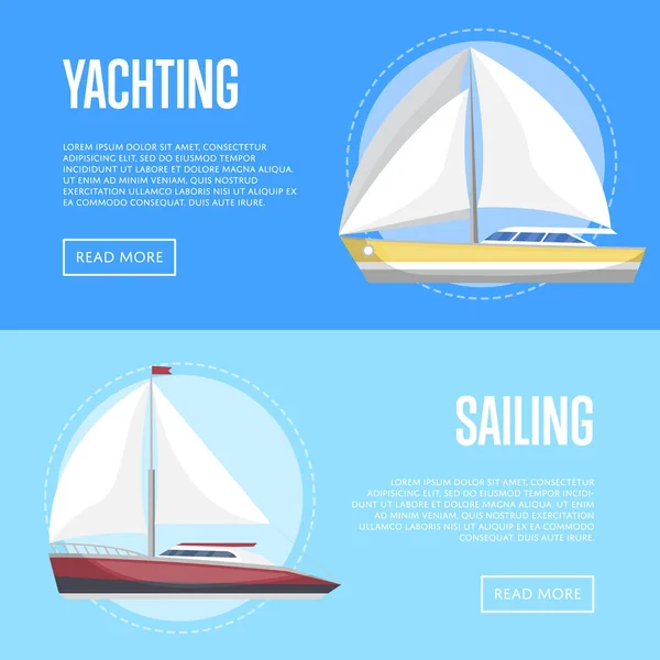 ヨットや帆船でチラシをヨットやセーリング — ストックベクタ