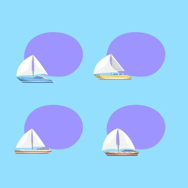 Yachts de sport étiquettes isolées avec espace pour le texte — Image vectorielle