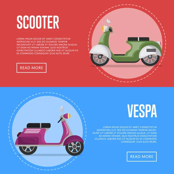 Vespa scooter flyers met klassieke stadsbrommers — Stockvector
