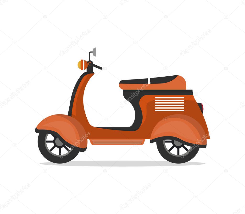 Old style motorbike isolated vector icon