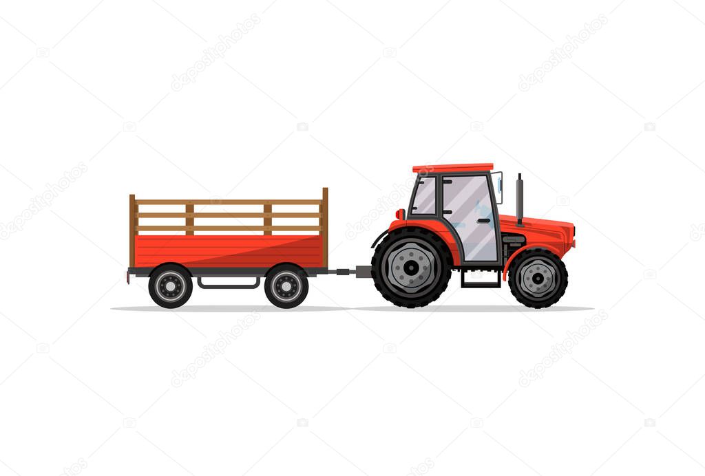 Heavy wheeled tractor with trailer icon