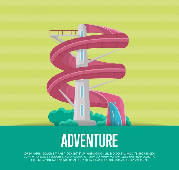 Poster aventure été avec toboggan aquatique — Image vectorielle