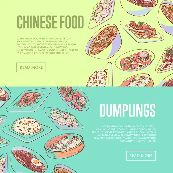Chińskie ulotki żywności z daniami azjatyckimi — Wektor stockowy