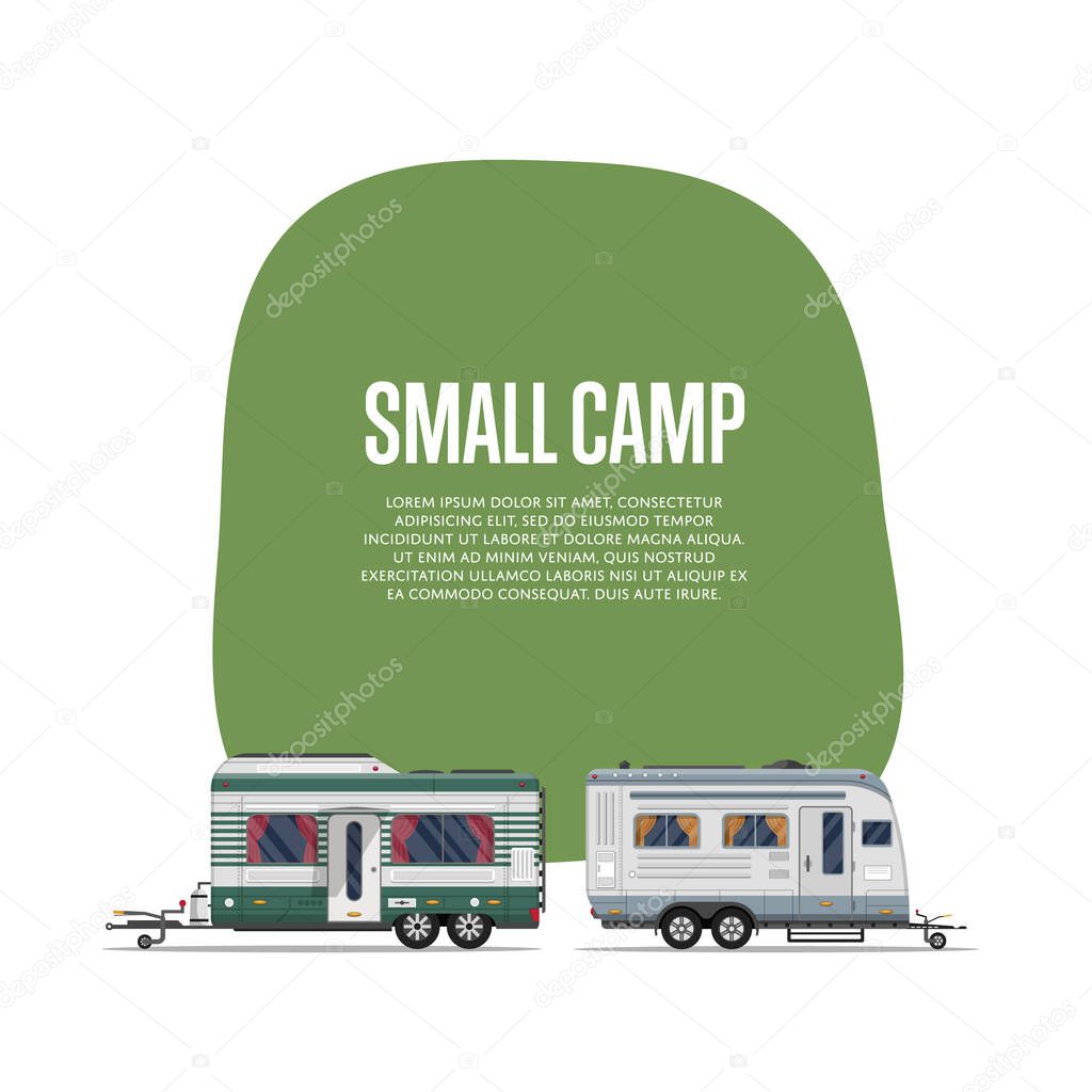Small camp poster with travel trailers