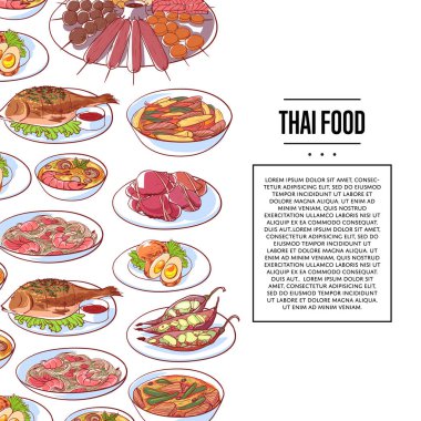 Asya mutfağı tabaklı Tayland yemeği posteri