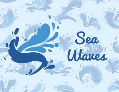 Su sıçrama elementli deniz dalgaları posteri