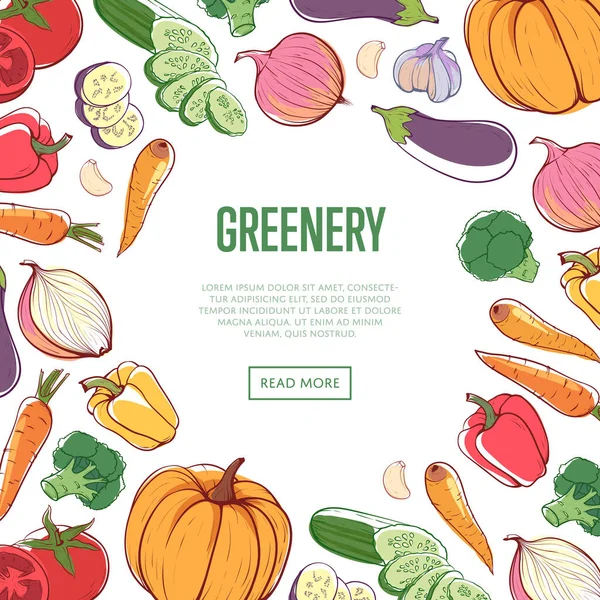 Концепція органічної зелені з овочами — стоковий вектор
