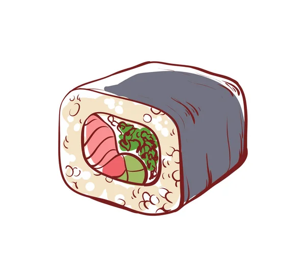 Sushi roll izolat pictogramă vector — Vector de stoc