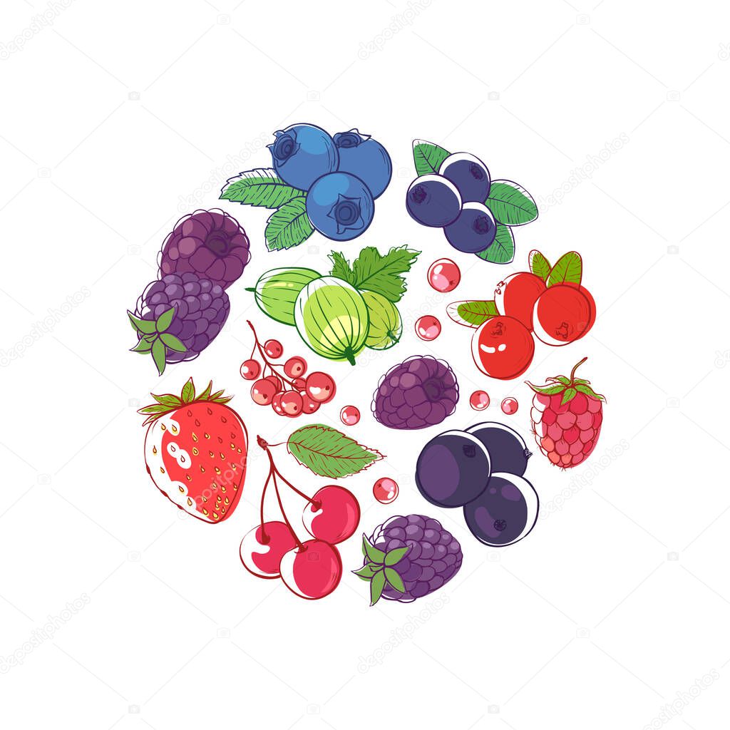 Fresh berries concept vector illustration