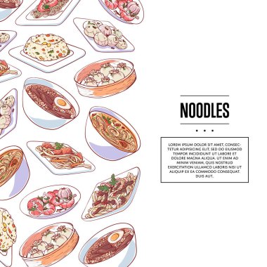 Asya yemekleri ile Çin eriştesi posteri