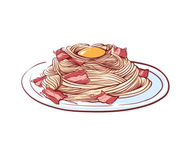 Pastırmalı makarna izole edilmiş vektör simgesi