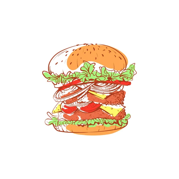 Ízletes hamburger izolált vektor ikon — Stock Vector