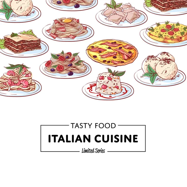 Włoskie dania kuchni narodowej plakat — Wektor stockowy