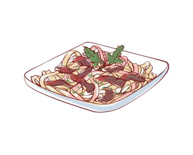 Etli erişteler izole edilmiş vektör simgesi