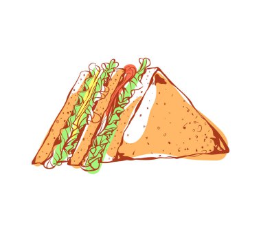 Lezzetli sandviç izole vektör simgesi