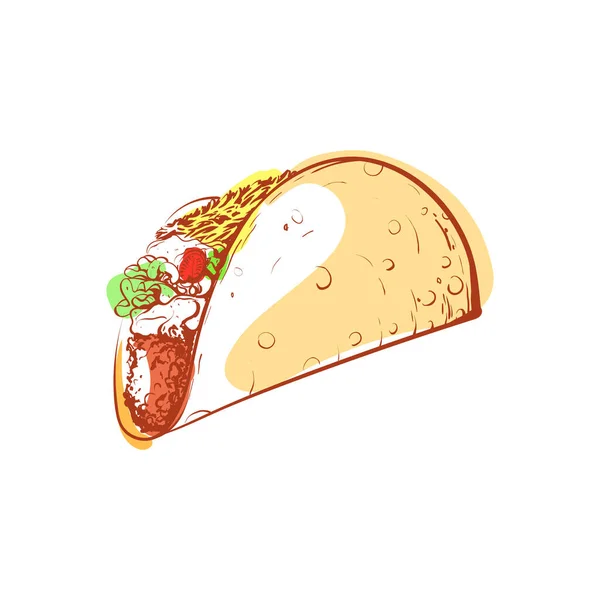 Ízletes mexikói taco izolált vektor ikon — Stock Vector