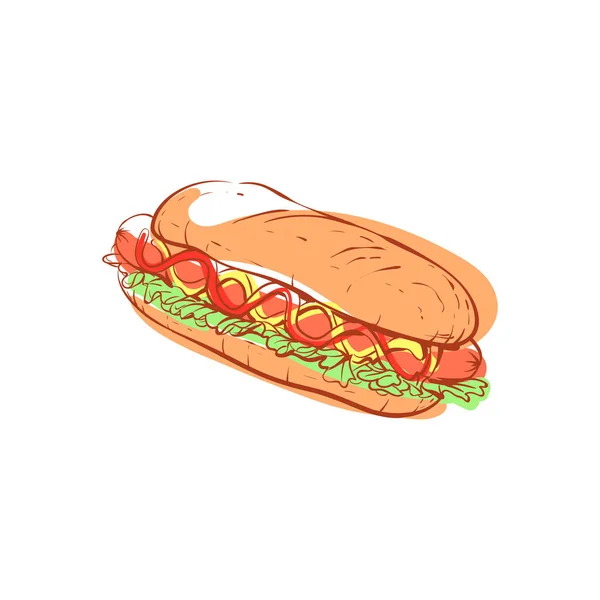 Gustos hot dog izolat vector icon — Vector de stoc