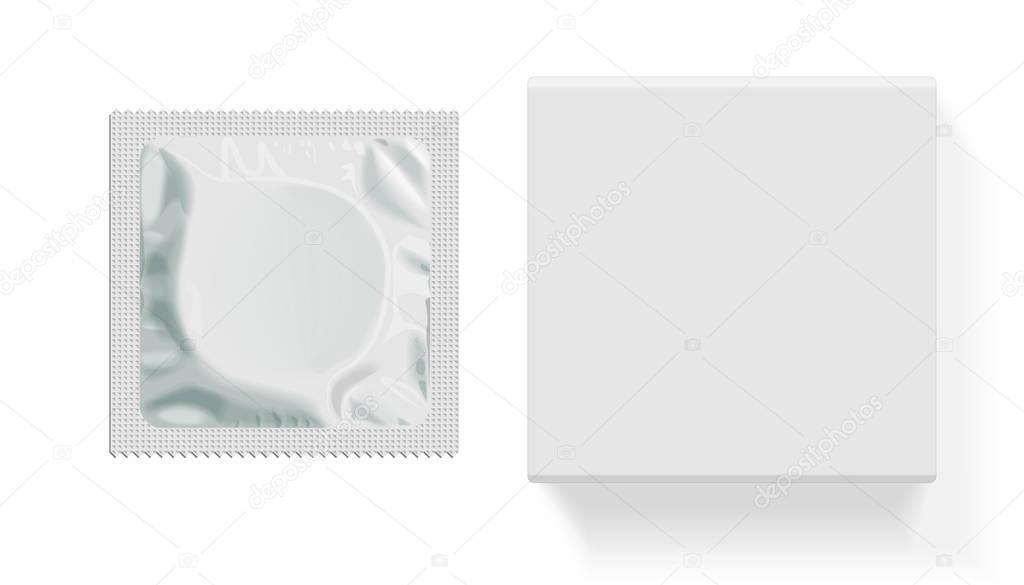 Packaging with a condom for your design and logo. Easy to change colors Mock Up Vector Template