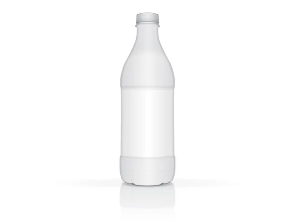 Botella de plástico blanco con leche o yogur para su diseño y logotipo . — Vector de stock